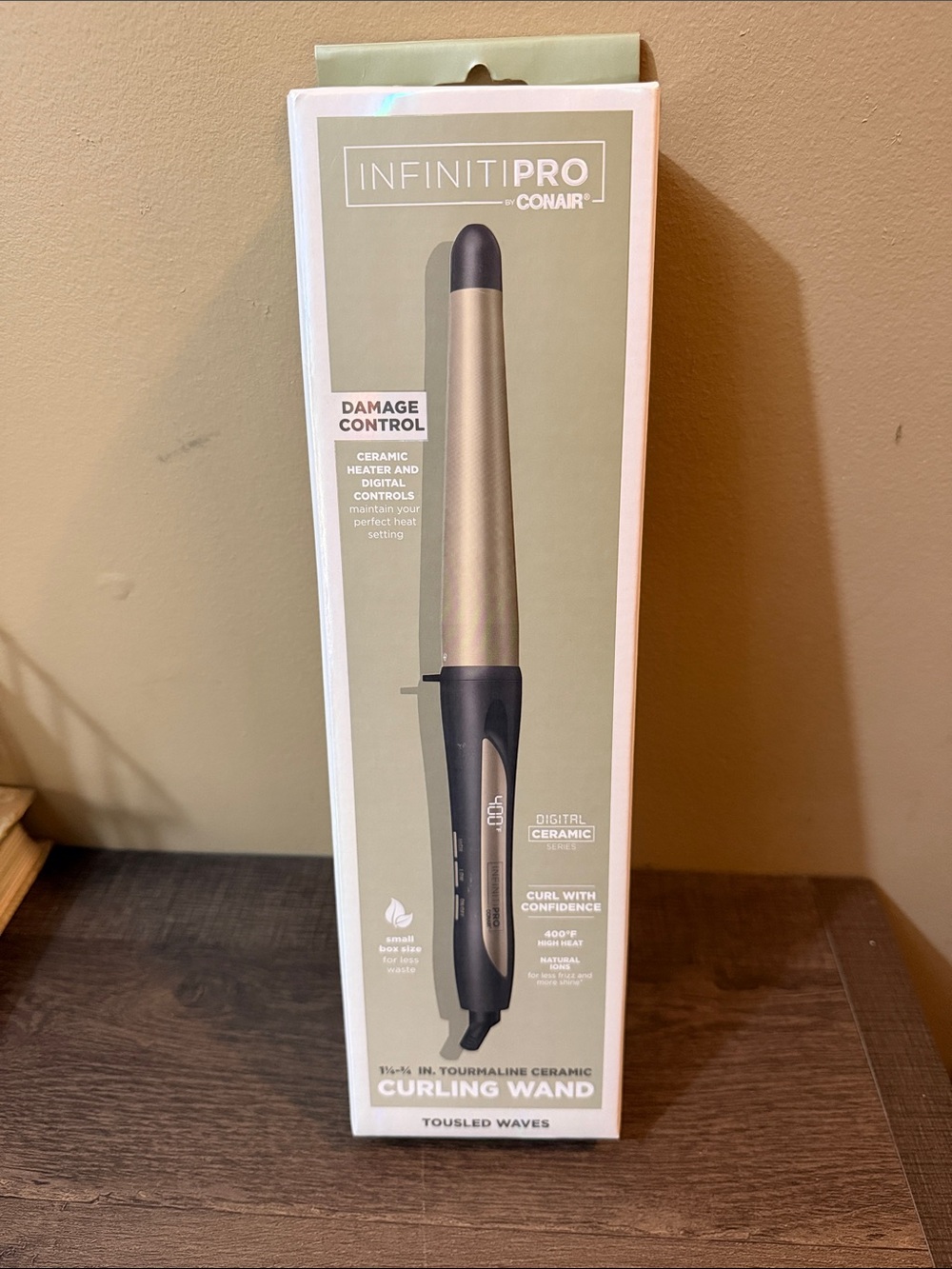 InfinitiPRO by Conair 1 1/4 - 3/4 inch Tourmaline Ceramic Curling Wand - NIB